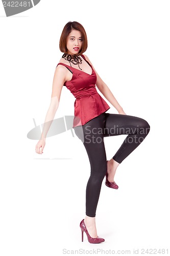 Image of elegant young asian woman posing isolated