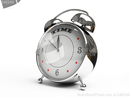 Image of Metallic alarm clock isolated on white background 3D