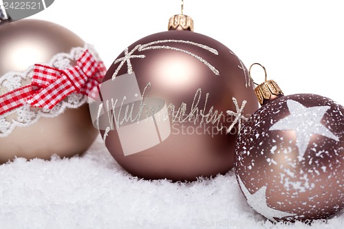 Image of elegant bronze golden christmas decoration isolated