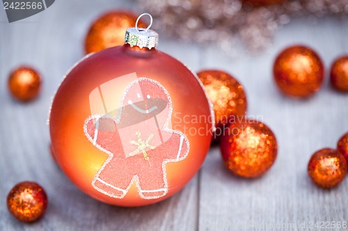 Image of festive glitter christmas decoration bauble seasonal