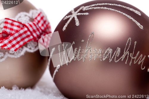 Image of elegant bronze golden christmas decoration isolated