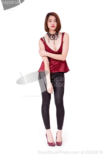 Image of elegant young asian woman posing isolated