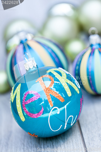 Image of festive glitter christmas decoration bauble seasonal
