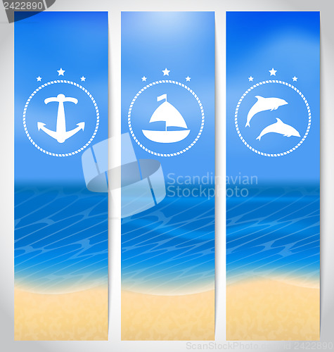 Image of Set labels with beach, summer cards