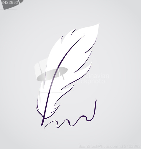 Image of White feather calligraphic pen isolated