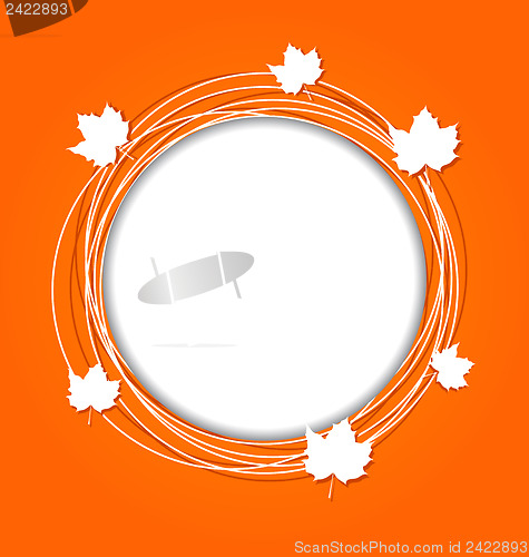 Image of Autumn round frame with leaves maple for canadian day