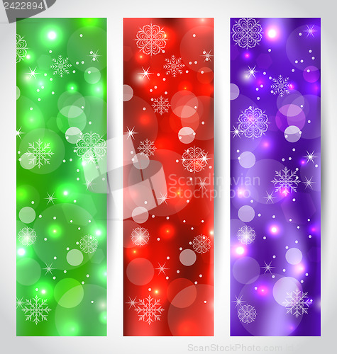 Image of Set Christmas glossy banners with snowflakes