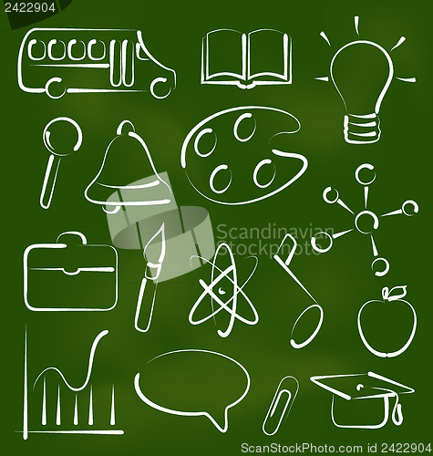 Image of Set school icons in chalk doodle style