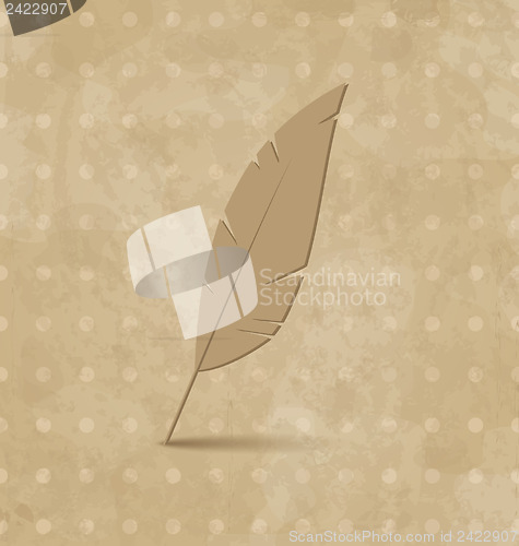 Image of Vintage feather on grunge background