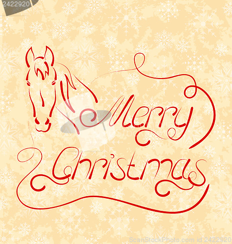 Image of Calligraphic Christmas lettering with horse