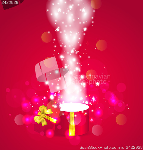 Image of Christmas background with open magic gift box
