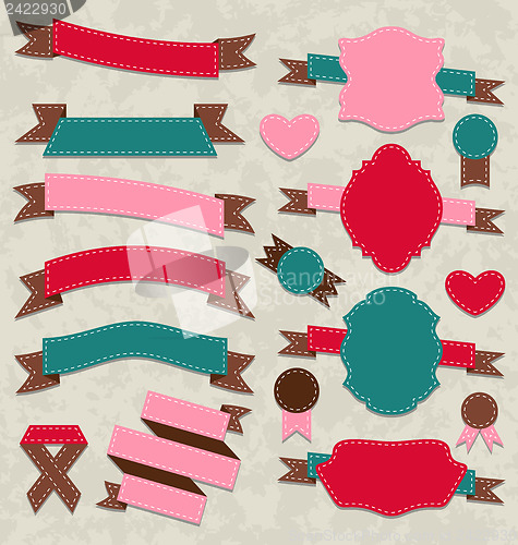 Image of Set ribbons, vintage labels, geometric emblems
