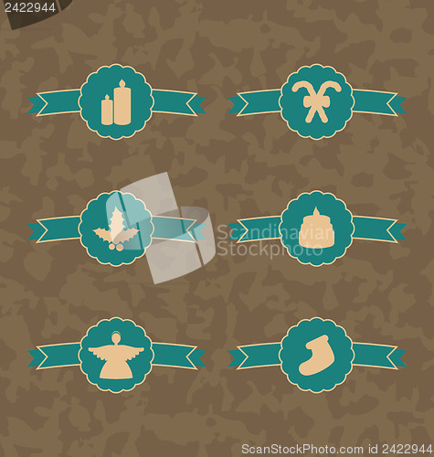 Image of Set Christmas decoration vintage emblems, all for design