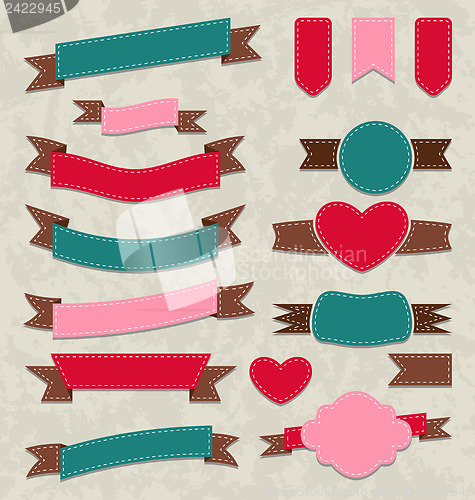 Image of Collection ribbons, vintage labels, geometric emblems