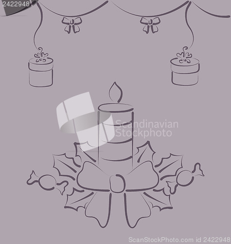 Image of Christmas decoration elements stylized hand drawn