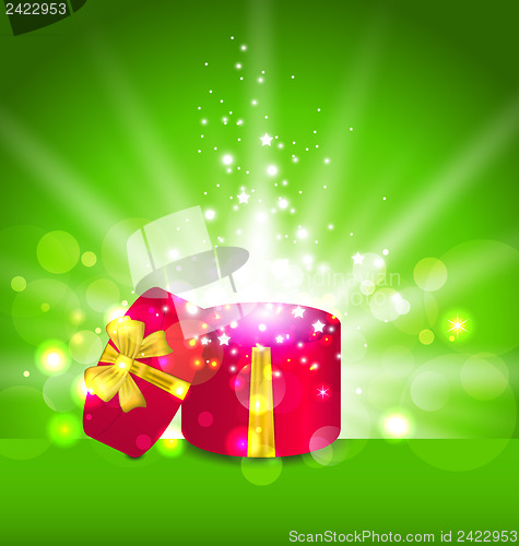 Image of Christmas background with open round gift box