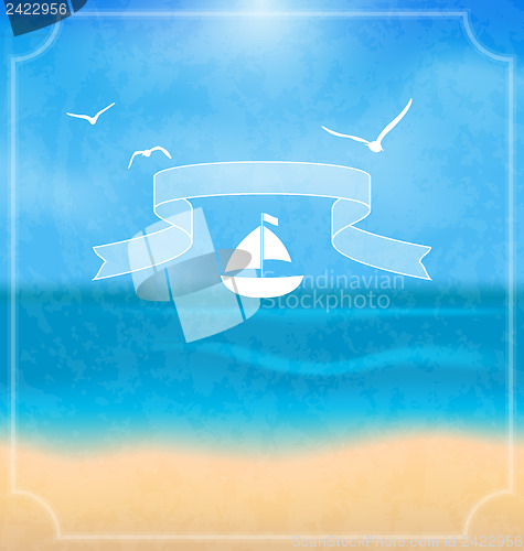 Image of Holiday card with beach for your summer design