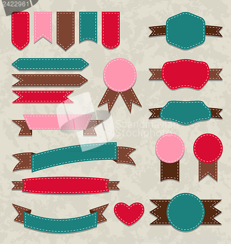 Image of Set retro ribbons, vintage labels, emblems