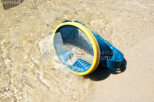 Image of face mask on beach