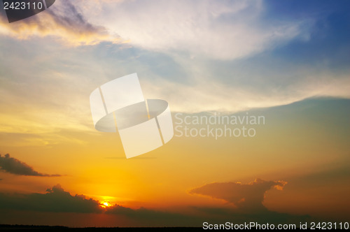 Image of fine evening glow under low clouds