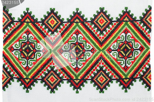 Image of embroidered good by cross-stitch pattern