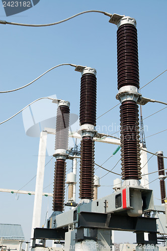 Image of part of high-voltage substation with disconnectors