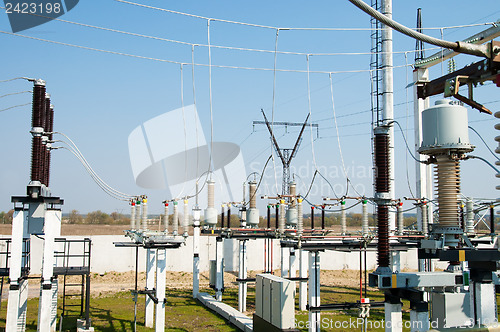 Image of part of high-voltage substation with switches and disconnectors