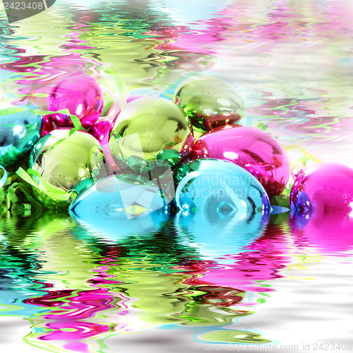 Image of Christmas decorations in water