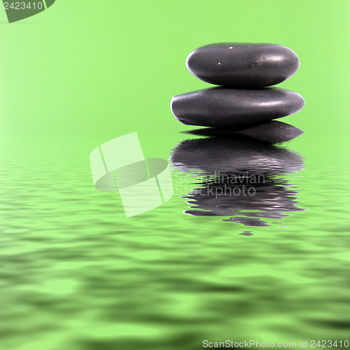 Image of Spa massage stones in green water