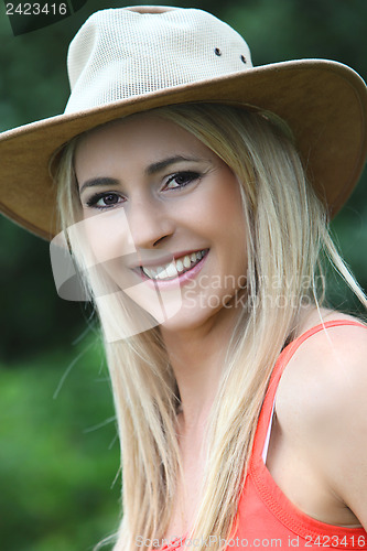 Image of Beautiful young Caucasian woman looking at camera