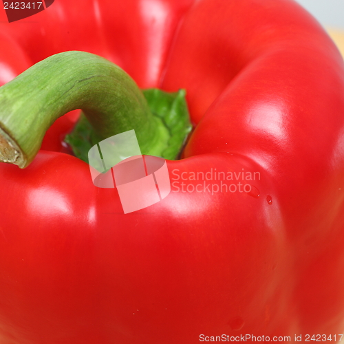 Image of Close-up of a fresh shiny nutritive red pepper