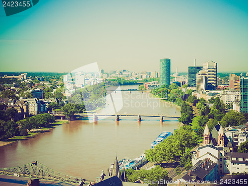 Image of Retro look Aerial view of Frankfurt