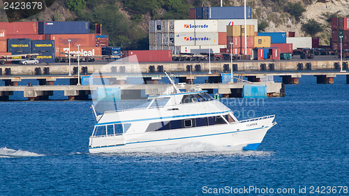 Image of ST MARTIN - ANTILLES, JULY 24 2013; Small boat in the harbor of 