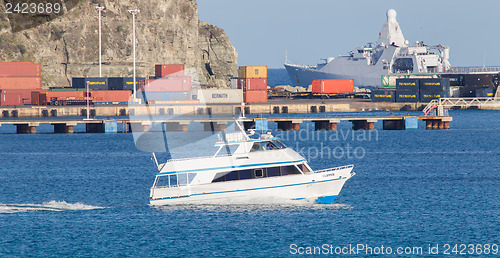 Image of ST MARTIN - ANTILLES, JULY 24 2013; Small boat in the harbor of 