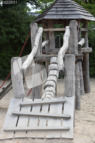 Image of Rustic wooden playground equipment