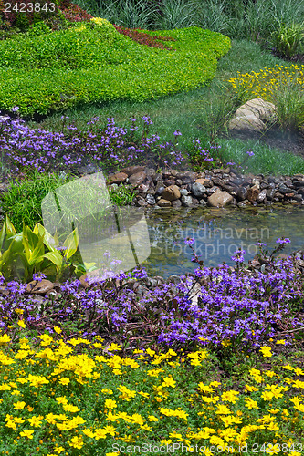 Image of Beautifully landscaped summer garden