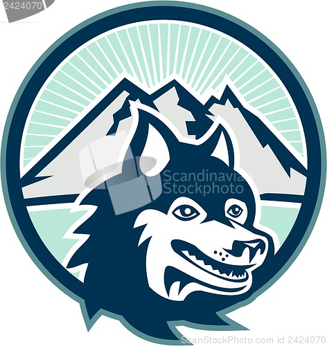 Image of Siberian Husky Dog Head Mountain Retro