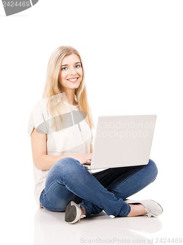 Image of Woman working on a laptop