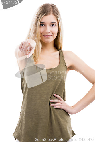 Image of Beautiful woman pointing