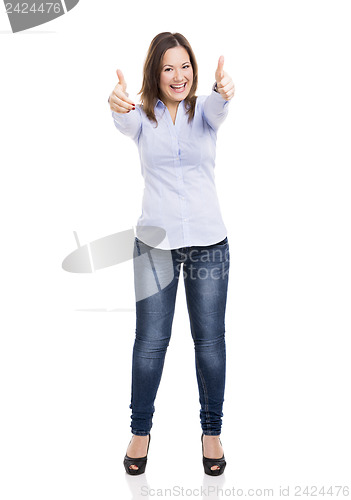 Image of Woman with thumbs up