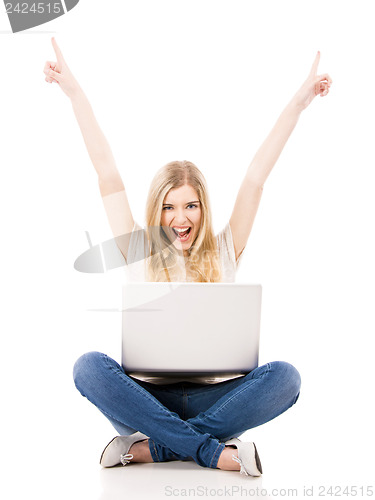 Image of Woman working on a laptop