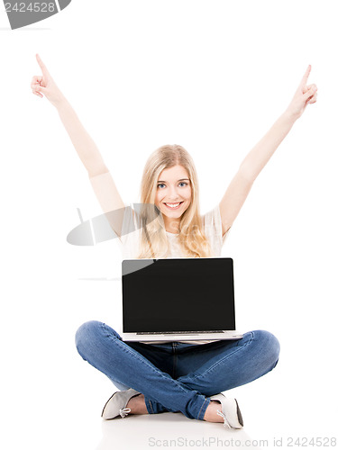 Image of Woman working on a laptop