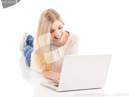 Image of Woman working on a laptop