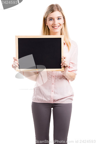 Image of Holding a chalkboard