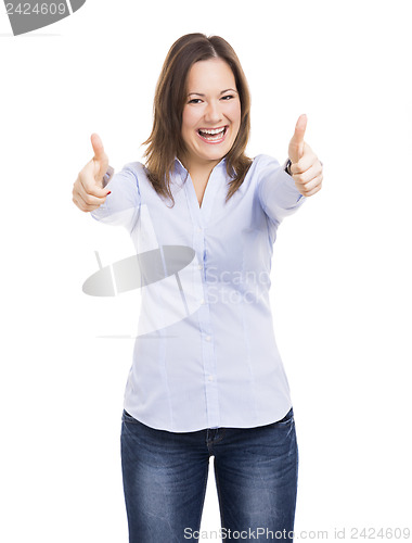 Image of Woman with thumbs up