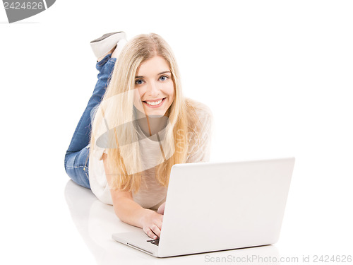 Image of Woman working on a laptop