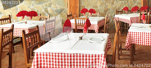 Image of rustic restaurant tables