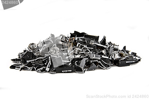 Image of Demolished Hard Drives on white