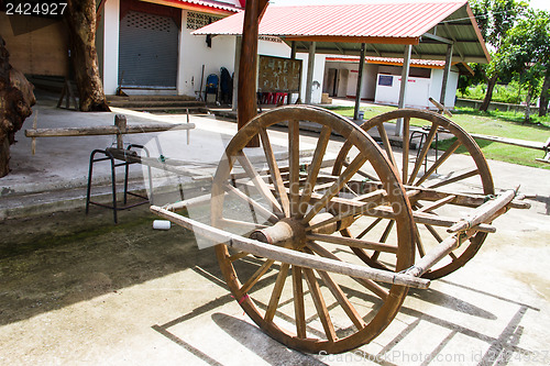 Image of Wooden cart Thai Style in Thailand Garden