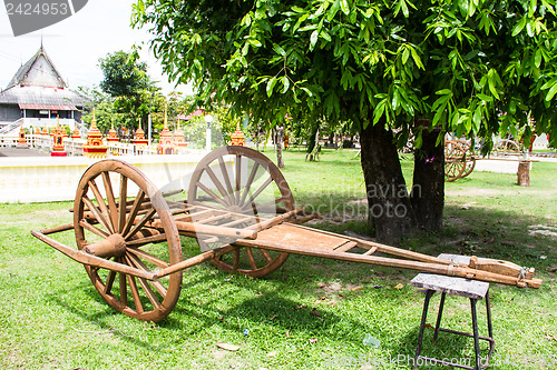 Image of Wooden cart Thai Style in Thailand Garden